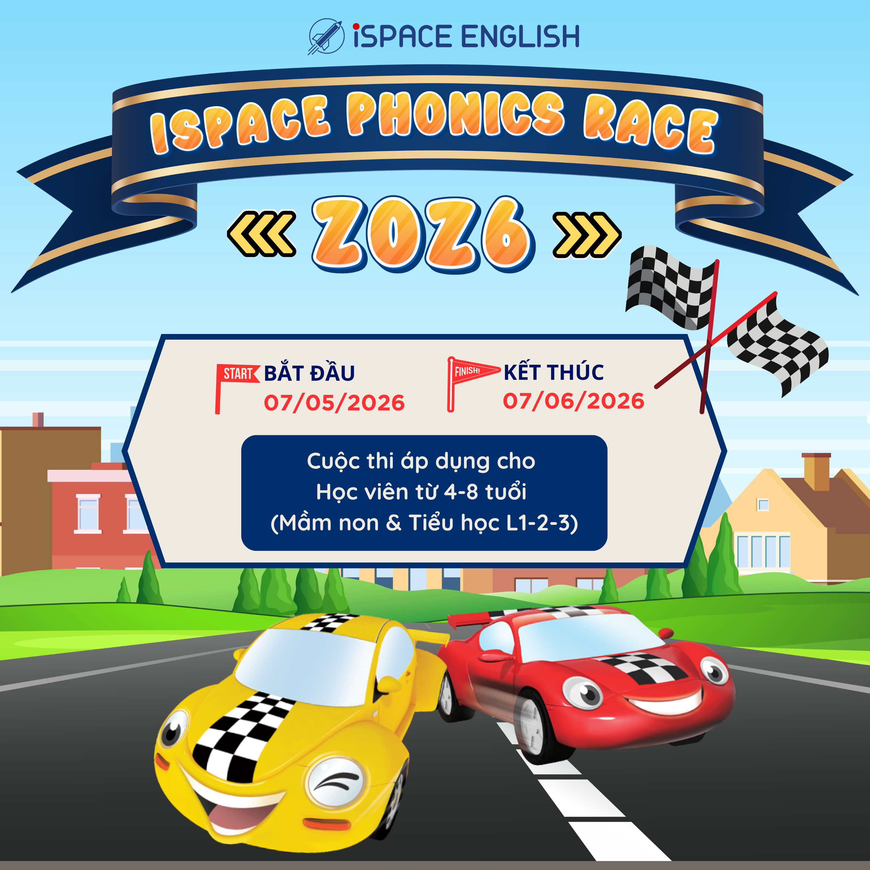 ISPACE PHONICS RACE 2026 – Cuộc Thi Ghép Vần & Phát Âm Tiếng Anh Cho Trẻ Em